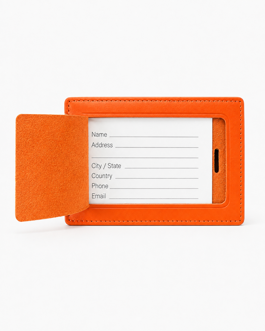 luggage label orange